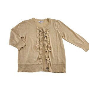 Josephine Studio Petite Gold Ruffle Cardigan Sweater PL Silk Blend
